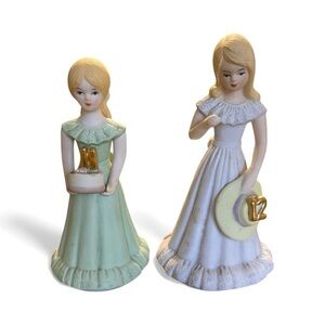 Growing Up Birthday Girls Vintage Figurines, Ages 11 and 12.